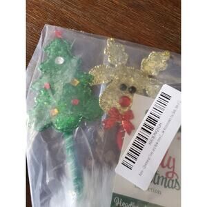 Holly Jolly Christmas Collection 2pc Glittery Tree and Reindeer Headbands NEW